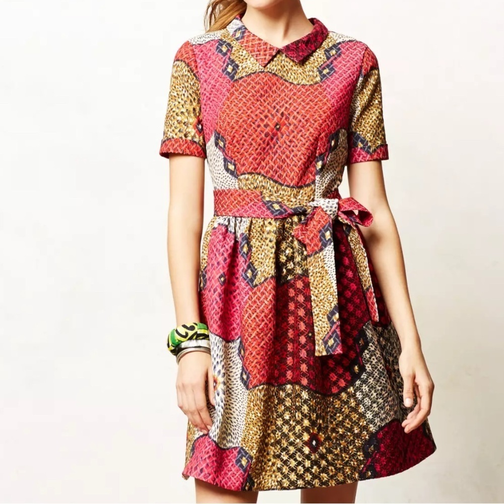 Anthropologie Doreen Mashika Legend & Song Dutch Wax Pili Dress Sz 2 Multicolor